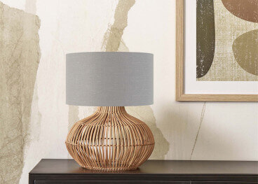 Lampe en rotin et abat-jour lin 8 coloris - kalatahari... 2