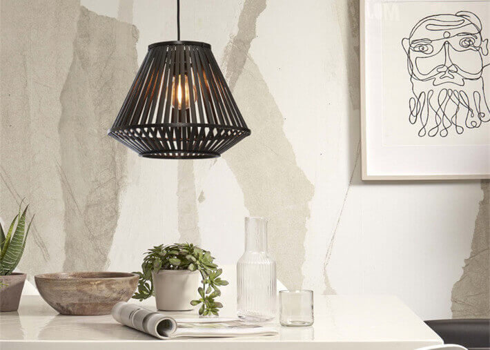 Suspension moderne en bambou naturel ou noir -...
