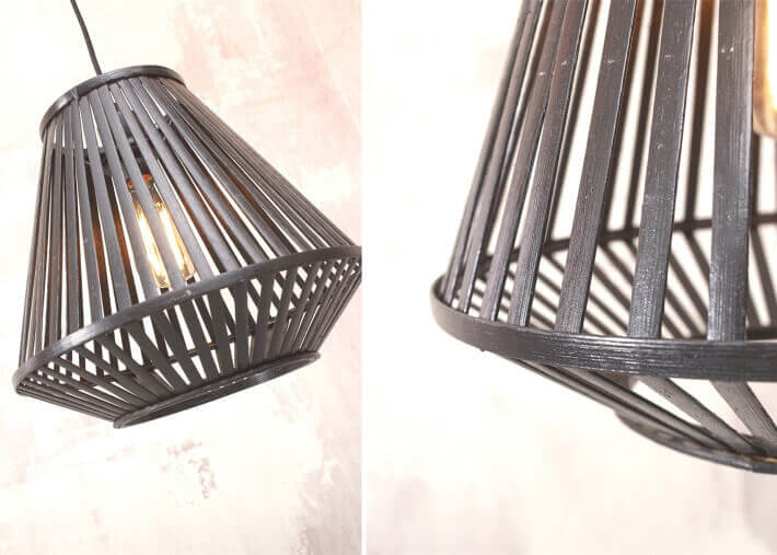 Suspension moderne en bambou naturel ou noir -...