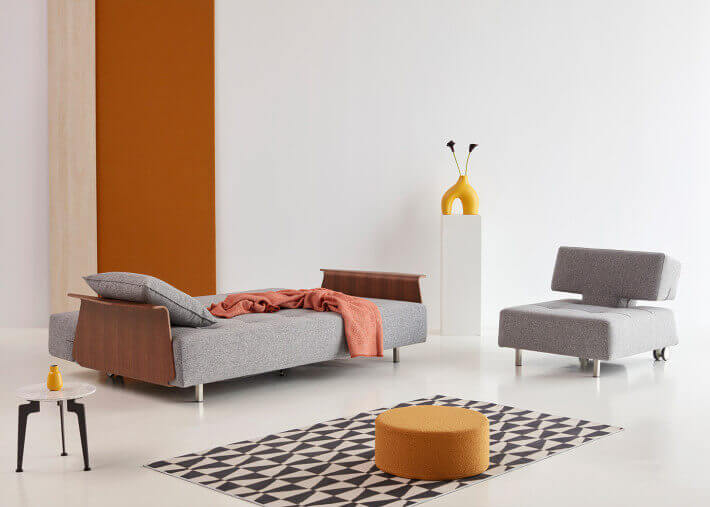 Canapé design avec accoudoirs en noyer Long...