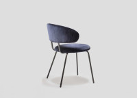 Chaise en metal noir et assise en tissu ou cuir - birba par livoni