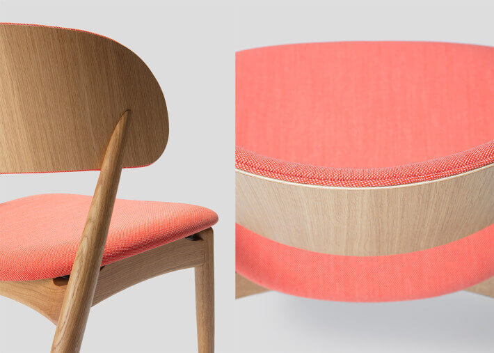 Chaise moderne et tendance en frene et tissu ou...