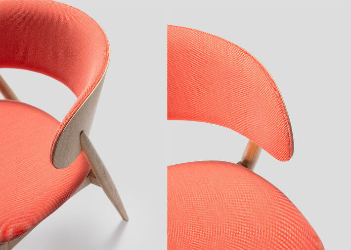 Chaise moderne et tendance en frene et tissu ou...
