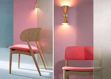 Chaise moderne et tendance en frene et tissu ou cuir -...