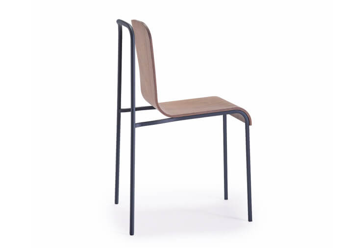 Chaise originale en metal et contreplaque de...