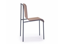 Chaise originale en metal et contreplaque de frene - mue par livoni