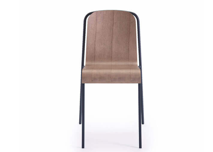 Chaise originale en metal et contreplaque de...