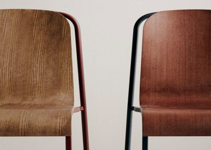 Chaise originale en metal et contreplaque de...