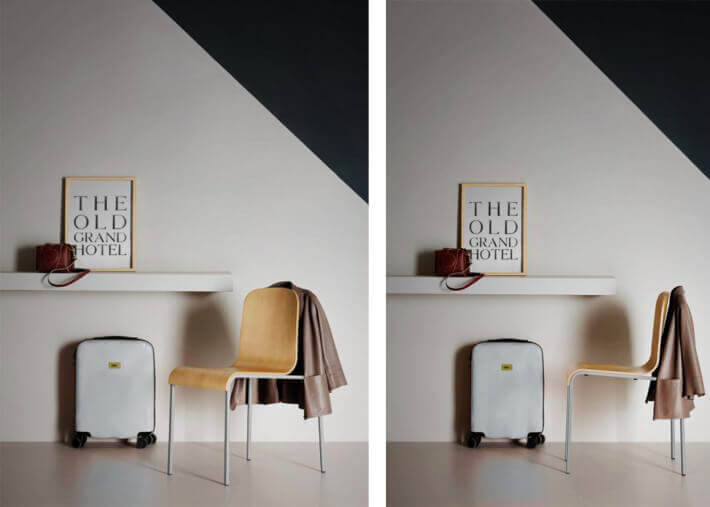 Chaise originale en metal et contreplaque de...
