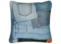 Coussin déco patchwork toile de jeans 2 tailles - pants par zoeppritz