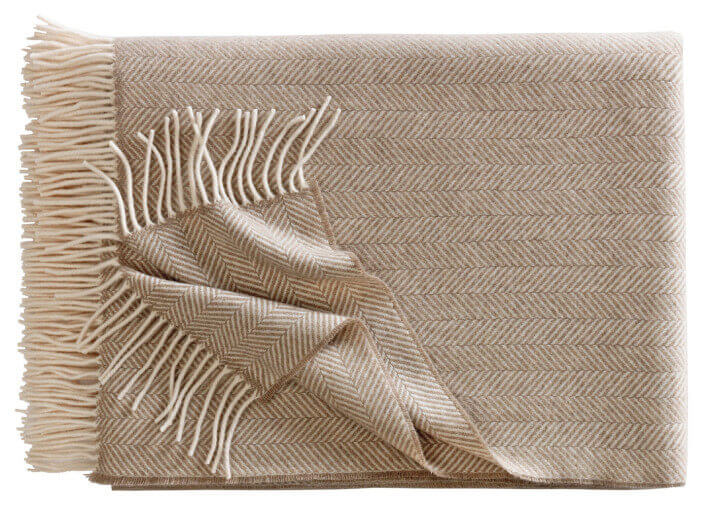 Plaid cachemire et laine motifs chevrons...