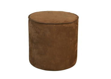 Pouf design en nubuck beige ou cognac - d 40 - ernest par maison yak