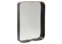 Miroir design rond ou rectangle en cuir noir - tiffany - maison yak