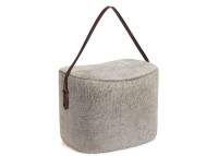 pouf original en peau de vache avec anse en cuir - Natures collection