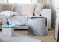 pouf original en peau de vache avec anse en cuir - Natures collection