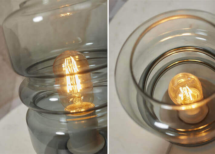 Lampe a poser en verre gris ou ambre - verona...