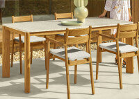 Table de repas de jardin en teck et terrazzo beige - Oliver - Talenti