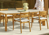 Table de repas de jardin en teck et terrazzo beige - Oliver - Talenti