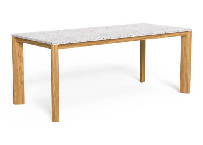 Table de repas de jardin en teck et terrazzo...