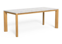 Table de repas de jardin en teck et terrazzo beige - Oliver - Talenti