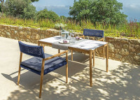 Table de jardin en teck et grès 5 coloris - Dolce vita par Talenti