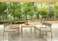 Table de jardin en teck et grès 5 coloris - Dolce vita par Talenti