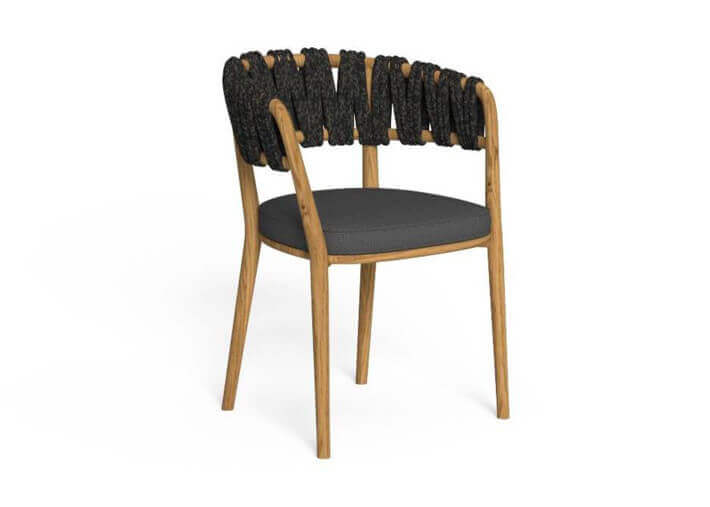 Set de 2 fauteuils de repas en teck corde et...