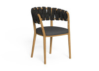 Set de 2 fauteuils de repas en teck corde et tissu - Venice Talenti