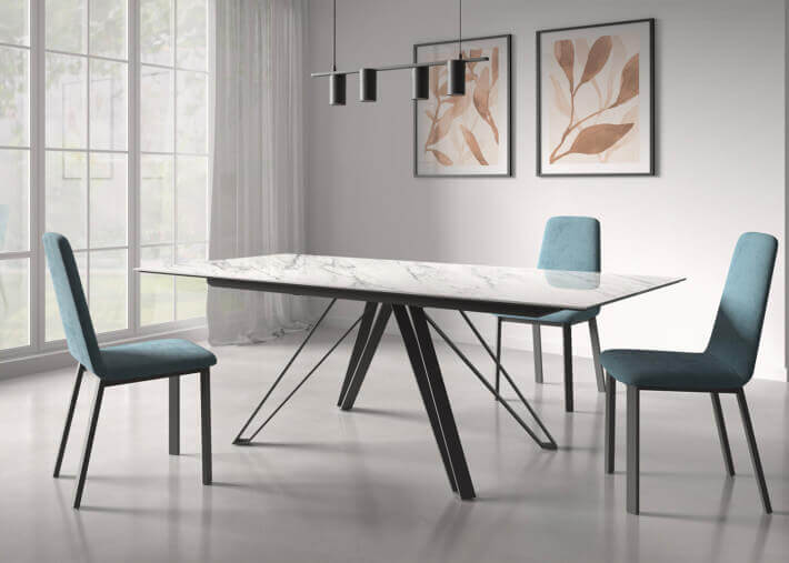 Table en céramique et pieds métal fixe ou...