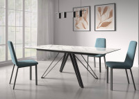 Table en céramique et pieds métal fixe ou extensible Halo Cancio