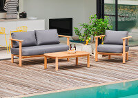 Canapé de jardin en teck et coussins confortables - Alva - jankurtz