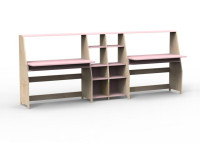 Bureau double avec double étagère - asymetry par mathy by bols