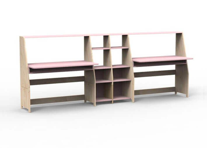 Bureau double avec double étagère - asymetry...