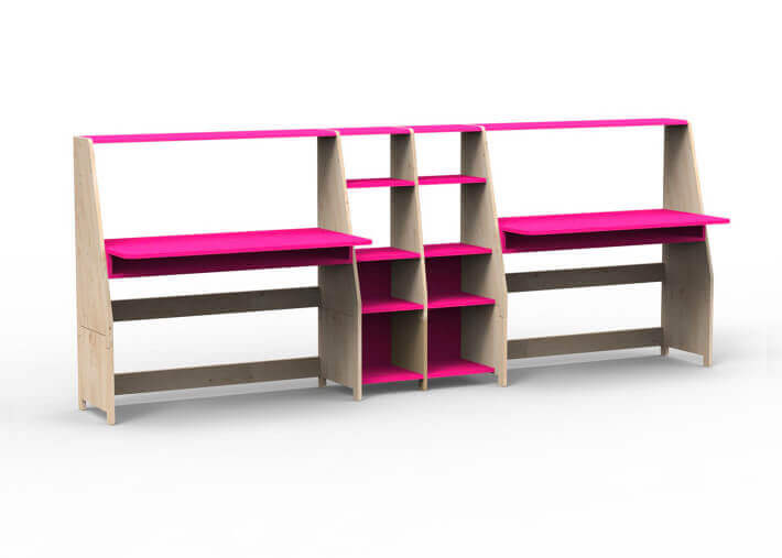 Bureau double avec double étagère - asymetry...