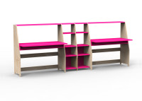 Bureau double avec double étagère - asymetry par mathy by bols