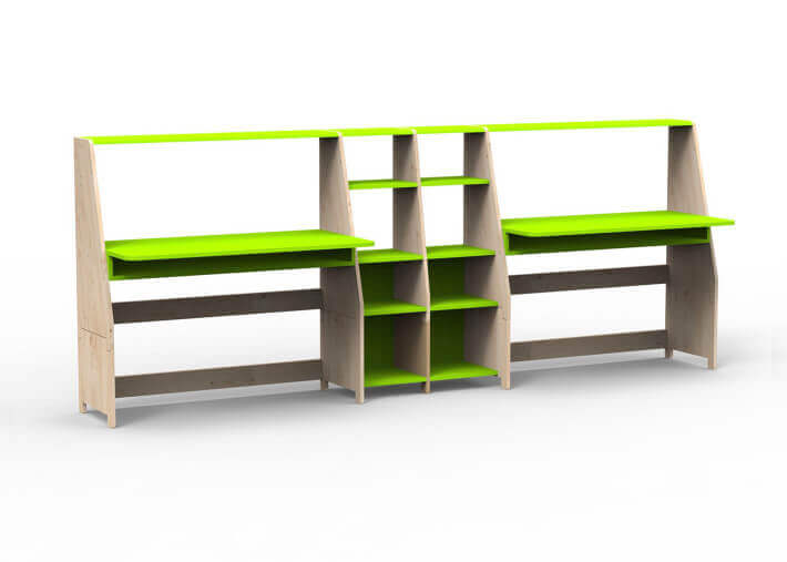 Bureau double avec double étagère - asymetry...
