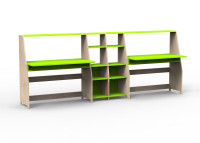 Bureau double avec double étagère - asymetry par mathy by bols