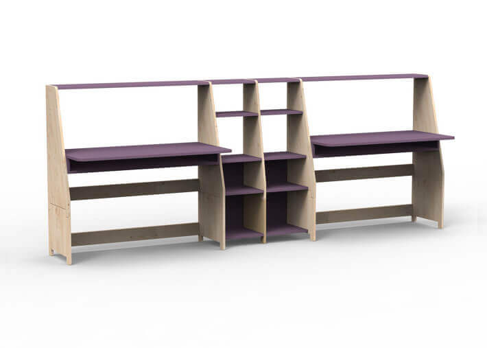 Bureau double avec double étagère - asymetry...