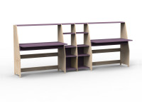 Bureau double avec double étagère - asymetry par mathy by bols