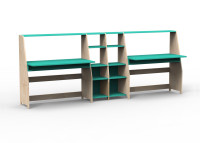 Bureau double avec double étagère - asymetry par mathy by bols