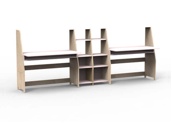 Bureau double avec double étagère - asymetry...