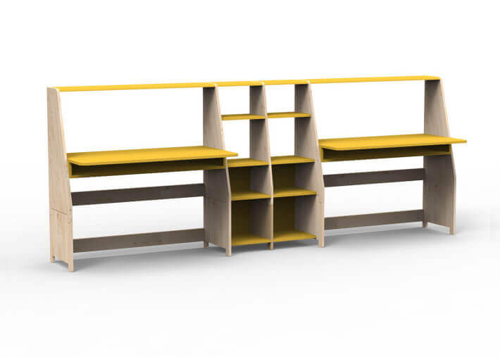 Bureau double avec double étagère - asymetry...