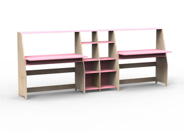 Bureau double avec double étagère - asymetry...