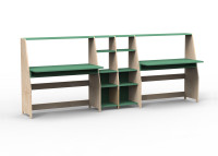 Bureau double avec double étagère - asymetry par mathy by bols