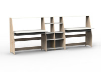 Bureau double avec double étagère - asymetry par mathy by bols