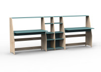 Bureau double avec double étagère - asymetry par mathy by bols
