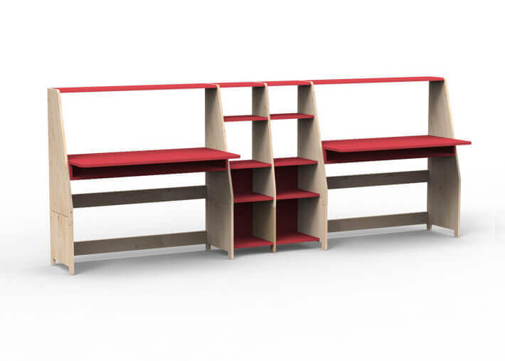 Bureau double avec double étagère - asymetry...