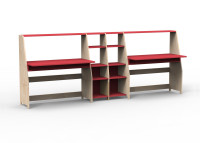 Bureau double avec double étagère - asymetry par mathy by bols