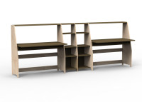 Bureau double avec double étagère - asymetry par mathy by bols