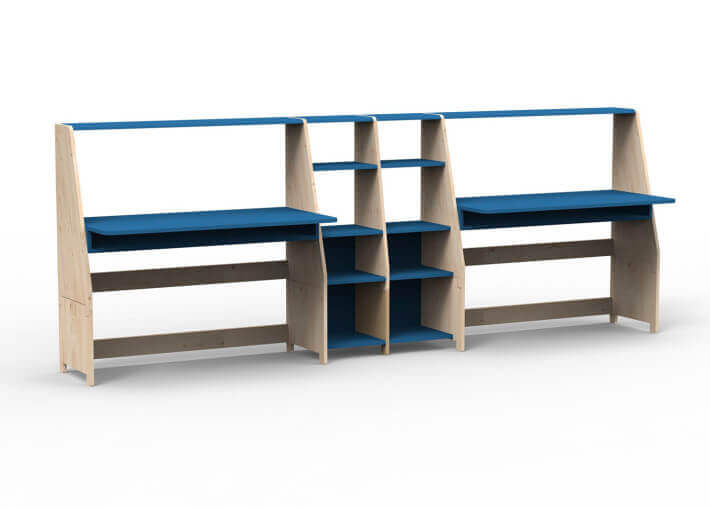 Bureau double avec double étagère - asymetry...